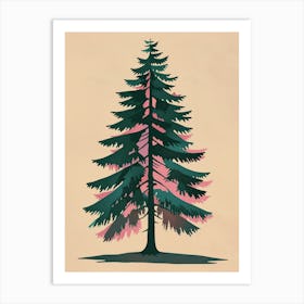 Douglas Fir Tree Illustration Colourful 3 Art Print