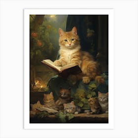 A Cat Reading A Book 1 Art Print