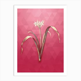 Vintage Small Flower Pancratium Botanical in Gold on Viva Magenta n.0131 Art Print