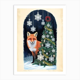 William Morris Fox By The Christmas Tree Art Print