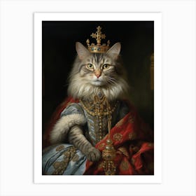 Cat With A Crown Rococo Style  7 Art Print