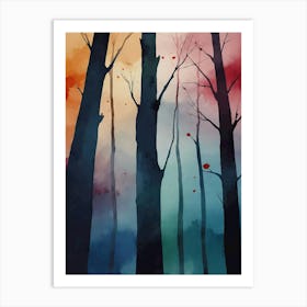 Watercolor Trees Canvas Art Art Print