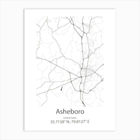 Asheboro,United States Minimalist Map 1 Art Print