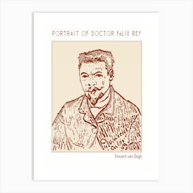 Line Art Minimalist – Portrait Of Doctor Felix Rey – Vincent Van Gogh 1 Art Print