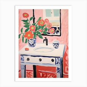 Bathroom Vanity Painting With A Rose Bouquet 3 Art Print
