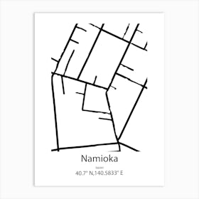 Namioka,Japan Minimalist Map Art Print