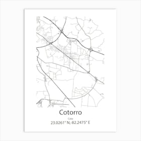 Cotorro,Cuba Minimalist Map Art Print