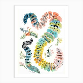 Colourful Insect Illustration Catepillar 2 Art Print