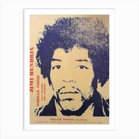 Jimi Hendrix 1968 Portland Classic Rock Poster Art Print