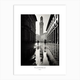 Poster Of Florence, Italy, Black And White Analogue Photography 2 Art Print