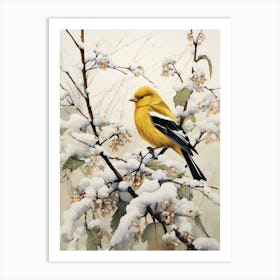 Winter Bird Painting American Goldfinch 4 Art Print