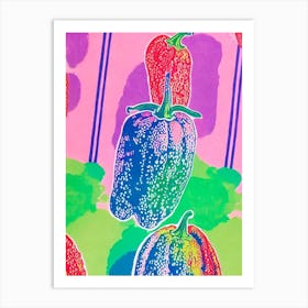 Chili Pepper 2 Risograph Retro Poster vegetable Art Print