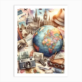 World Traveler Junk Journal Style AI Poster