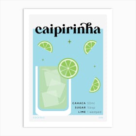 Caipirinha in Blue Cocktail Recipe Art Print