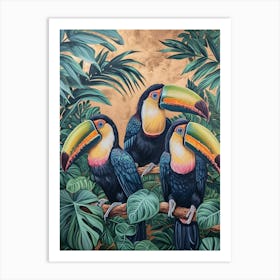 Toucans Kitsch Brushstrokes 1 Art Print