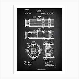 Telescope Patent Print, Telescope Art, Scientist Wall Art, Telescope Poster, Science Decor, Science Gift, Vintage Telescope, Antique Cs3891 Art Print