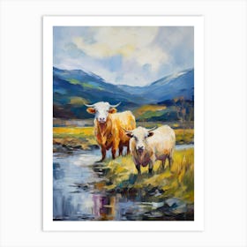 Two Impressionism Cows In The Highlands Art Print