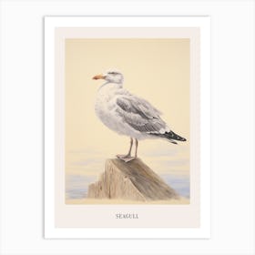 Vintage Bird Drawing Seagull 2 Poster Art Print