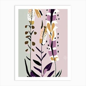 Foxglove Wildflower Modern Muted Colours 1 Art Print