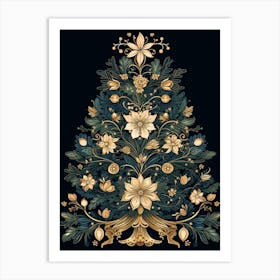 William Morris Style Christmas Tree 17 Art Print