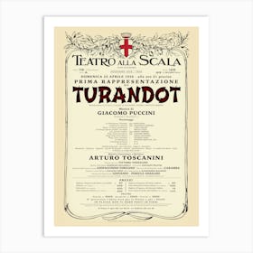 VintageTeatro Alla Scala - Turandot Opera Poster Art Print