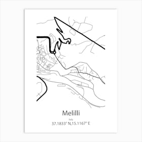 Melilli,Italy Minimalist Map Art Print