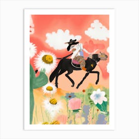 Pink Surreal Cowboy Art Print