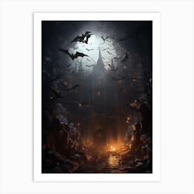 Silhouette Of Bats  Illustration 3 Art Print