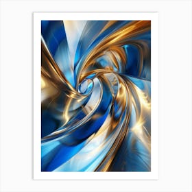 Abstract Blue And Gold Swirl Art Print