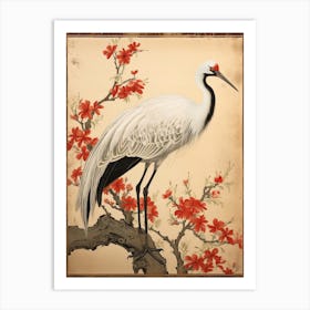 Crane Animal Drawing In The Style Of Ukiyo E 4 Art Print