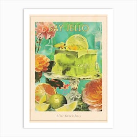 Fruity Lime Green Jelly Retro Collage 2 Poster Art Print