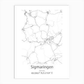 Sigmaringen,Germany Minimalist Map Art Print