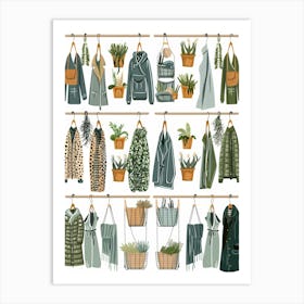 Set Of Clothes And Plants Art Print