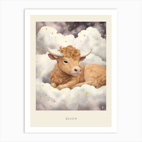 Sleeping Baby Bison 1 Nursery Poster Art Print