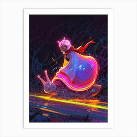 Snail On A Bike Art Print