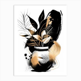 Black And Gold Vase 2 Art Print