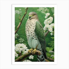 Ohara Koson Inspired Bird Painting Eurasian Sparrowhawk 2 Art Print