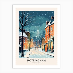 Winter Night  Travel Poster Nottingham United Kingdom 1 Art Print