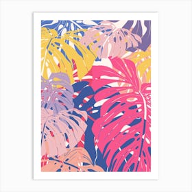 Colourful Monstera Leaves Art Print