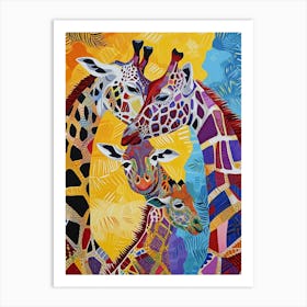 Colourful Giraffe Family 1 Art Print