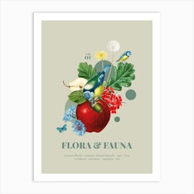 Flora & Fauna with Bluetit Art Print