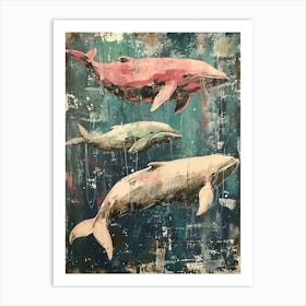 Whimsical Whales Brushstrokes 3 Art Print