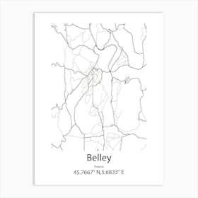 Belley,France Minimalist Map Art Print