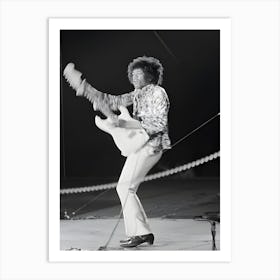 Jimi Hendrix Performing At The Hollywood Bowl Art Print