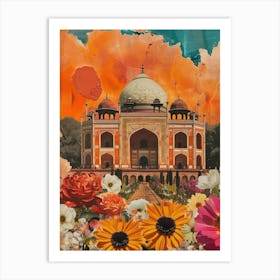 Delhi   Floral Retro Collage Style 1 Art Print