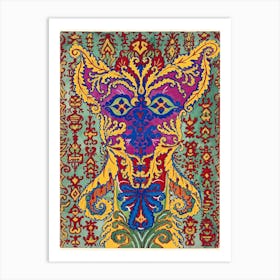 A Cat Standing On Its Hind Legs, Formed By Patterns Supposed, Louis Wain Art Print