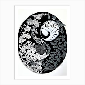 Colour Yin and Yang 2 Linocut Art Print