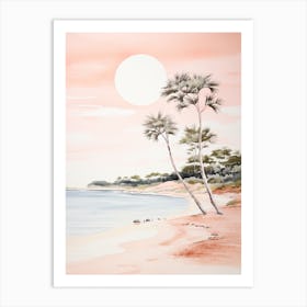 Watercolour Of Pink Sands Beach   Harbour Island Bahamas 1 Art Print