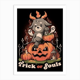 Trick or Souls - Evil Creepy Baphomet Halloween Gift Art Print