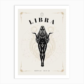 Libra Zodiac Celestial Woman Art Print